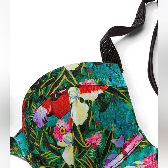 Victorias Secret Swim Shine Strap Sexy Tee Push Up Bikini Top bra Tropical Flora - Picture 5 of 6